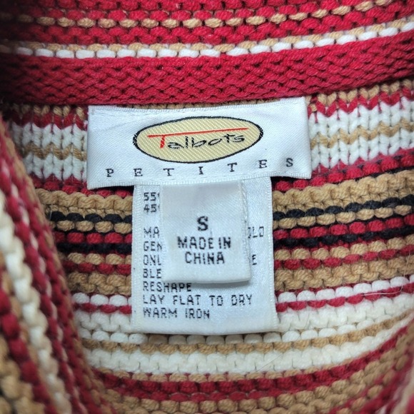 Vintage Talbots Petites Striped Turtleneck Sweater Small Fall Retro Y2K Fall - Picture 4 of 9
